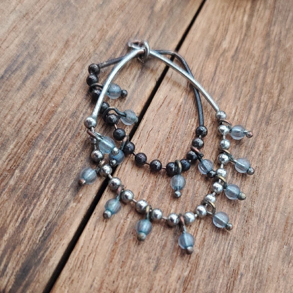 Dusty Blue Double Drop Pendant P339